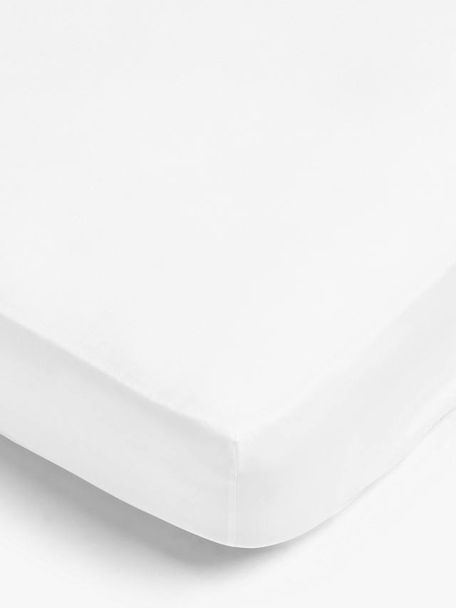 John Lewis Easy Care Organic Cotton Fitted Sheet, Single, White