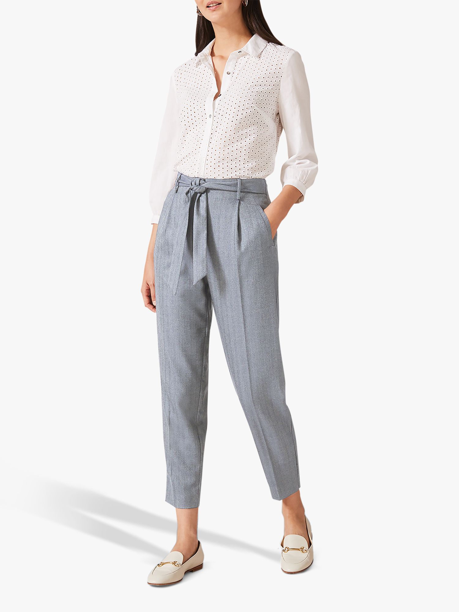 Phase Eight Herringbone Trousers, Grey at John Lewis & Partners