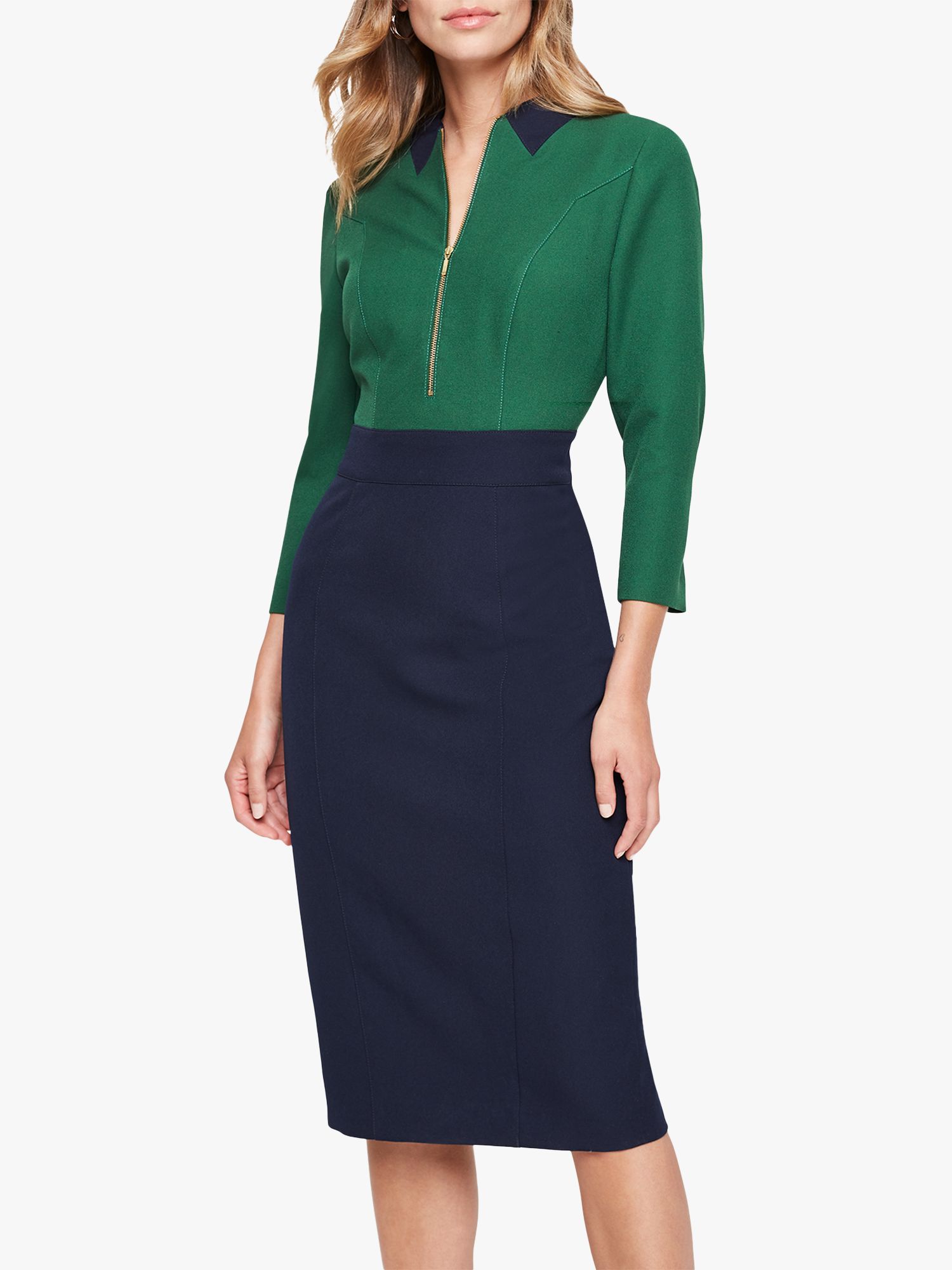 navy green dress