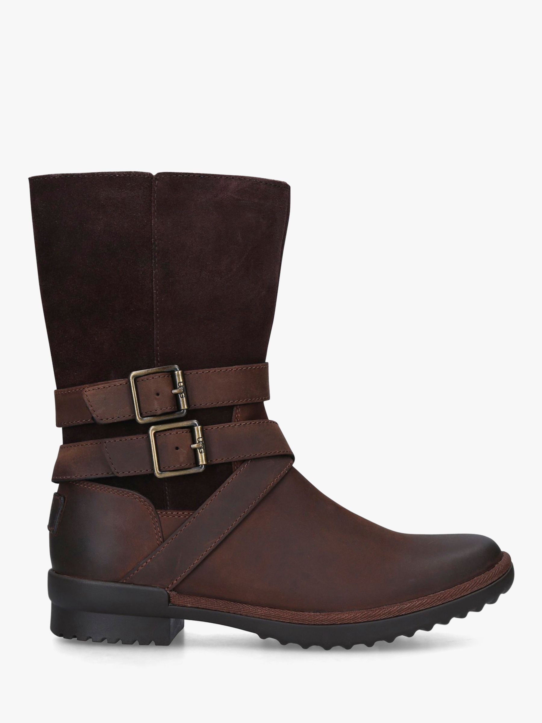 UGG Lorna Buckle Suede Ankle Boots, Brown at John Lewis & Partners