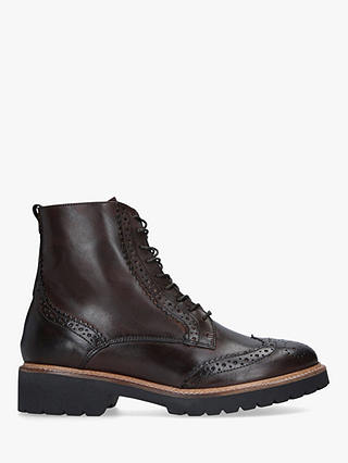 Carvela Snail Lace Up Leather Ankle Boots, Dark Brown