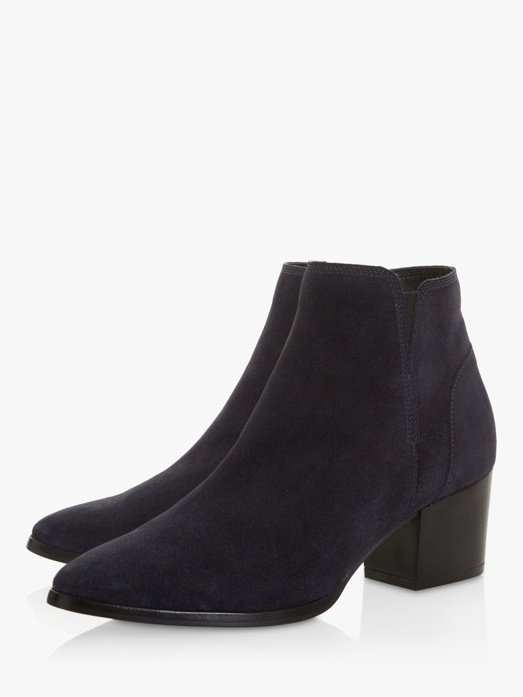Dune Payge Suede Mid Block Heel Ankle Boots, Navy