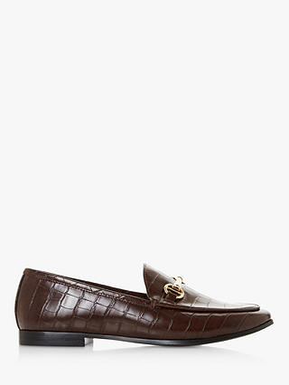 Dune Guiltt Slip On Loafers, Brown Reptile