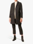 French Connection Wool and Cashmere Blend Platform Felt Smart Coat, Dark Charcoal Melange