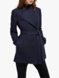French Connection Wool and Cashmere Blend Platform Felt CrossOver Cashmere Blend Coat