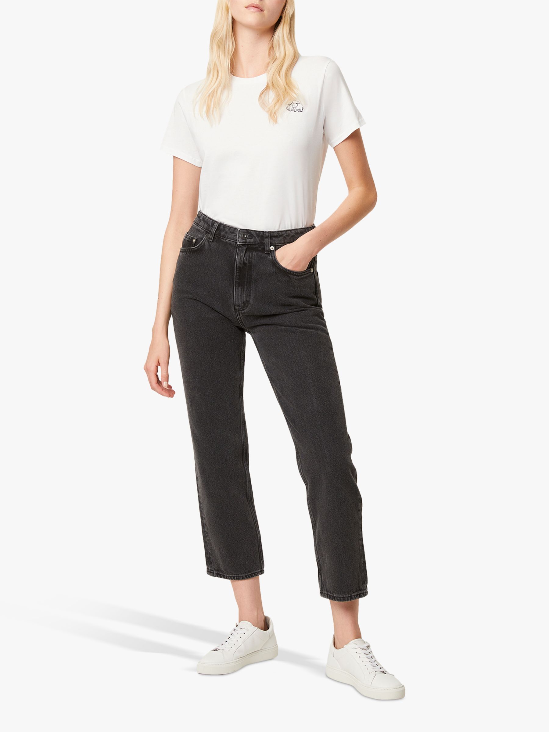 French Connection Lillian High Waist Straight Jeans, Washed Black at ...