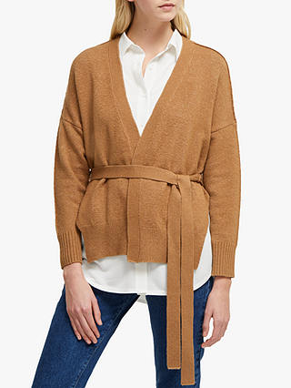 French Connection River Vhari Tie Waist Cardigan, Camel