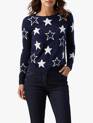 Pure Collection Cashmere Star Patterned Sweater, Star Intarsia