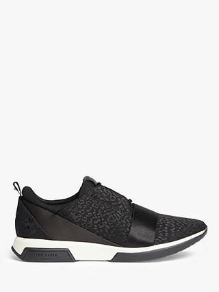 Ted Baker Capela Leather Jacquard Trainers, Black