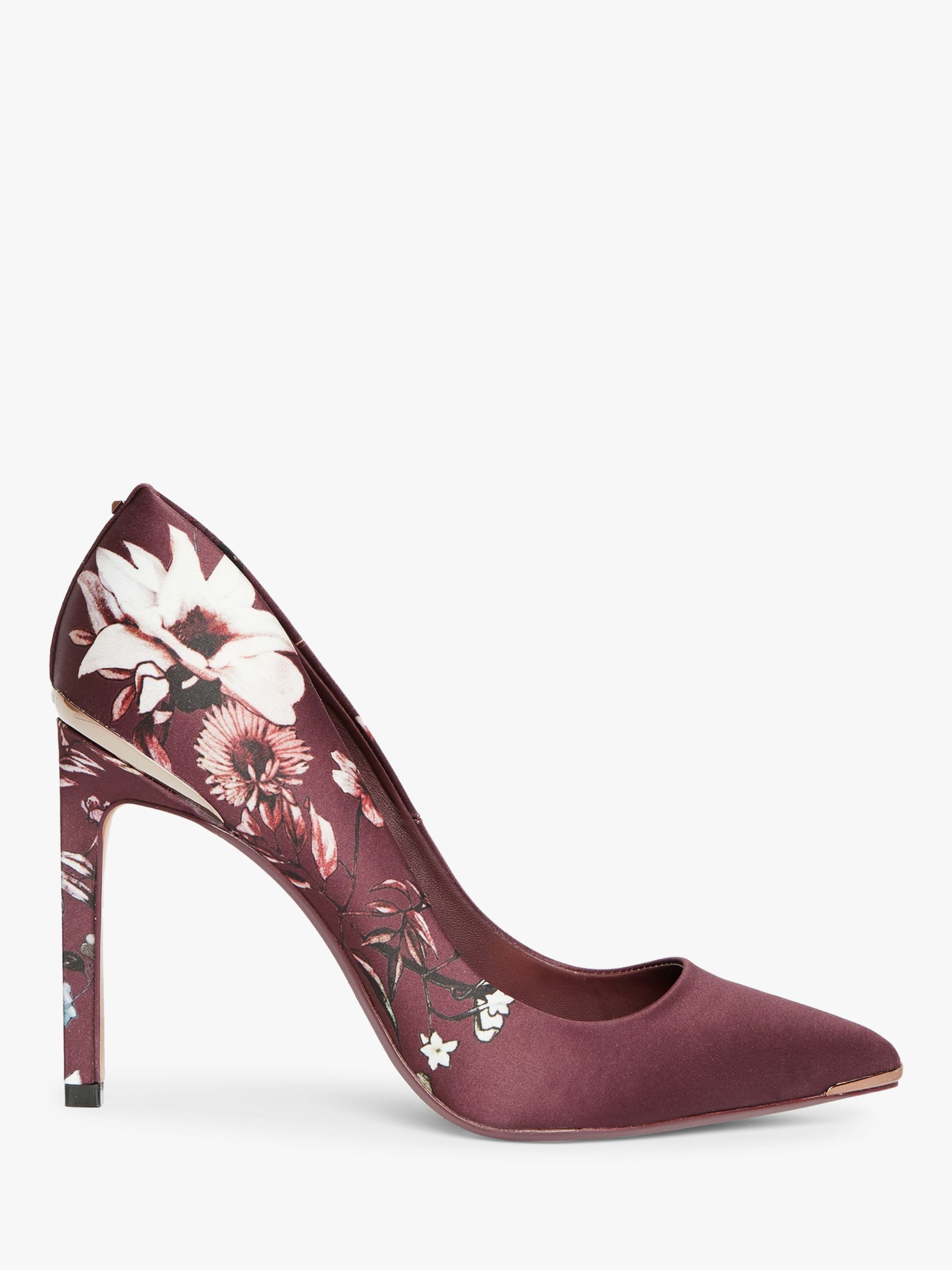 Ted Baker Malenii Floral Stiletto Heel Court Shoes, Red Bordeaux