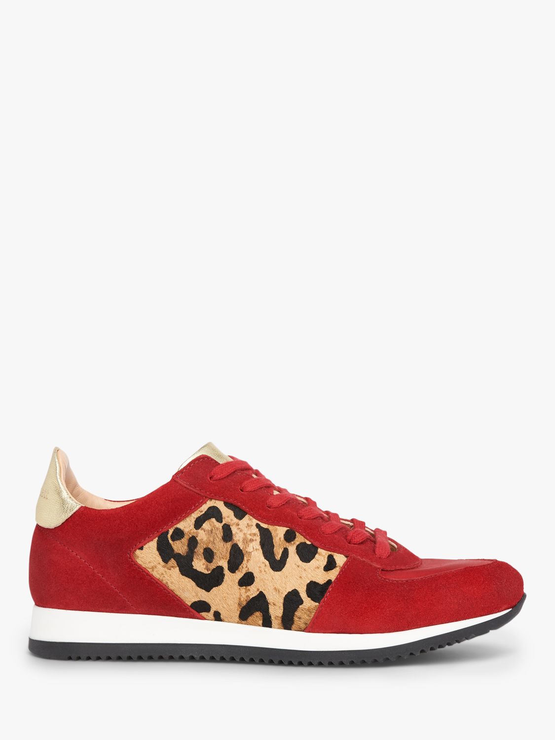 L.K.Bennett Ricky Suede Leopard Print Trainers, Red