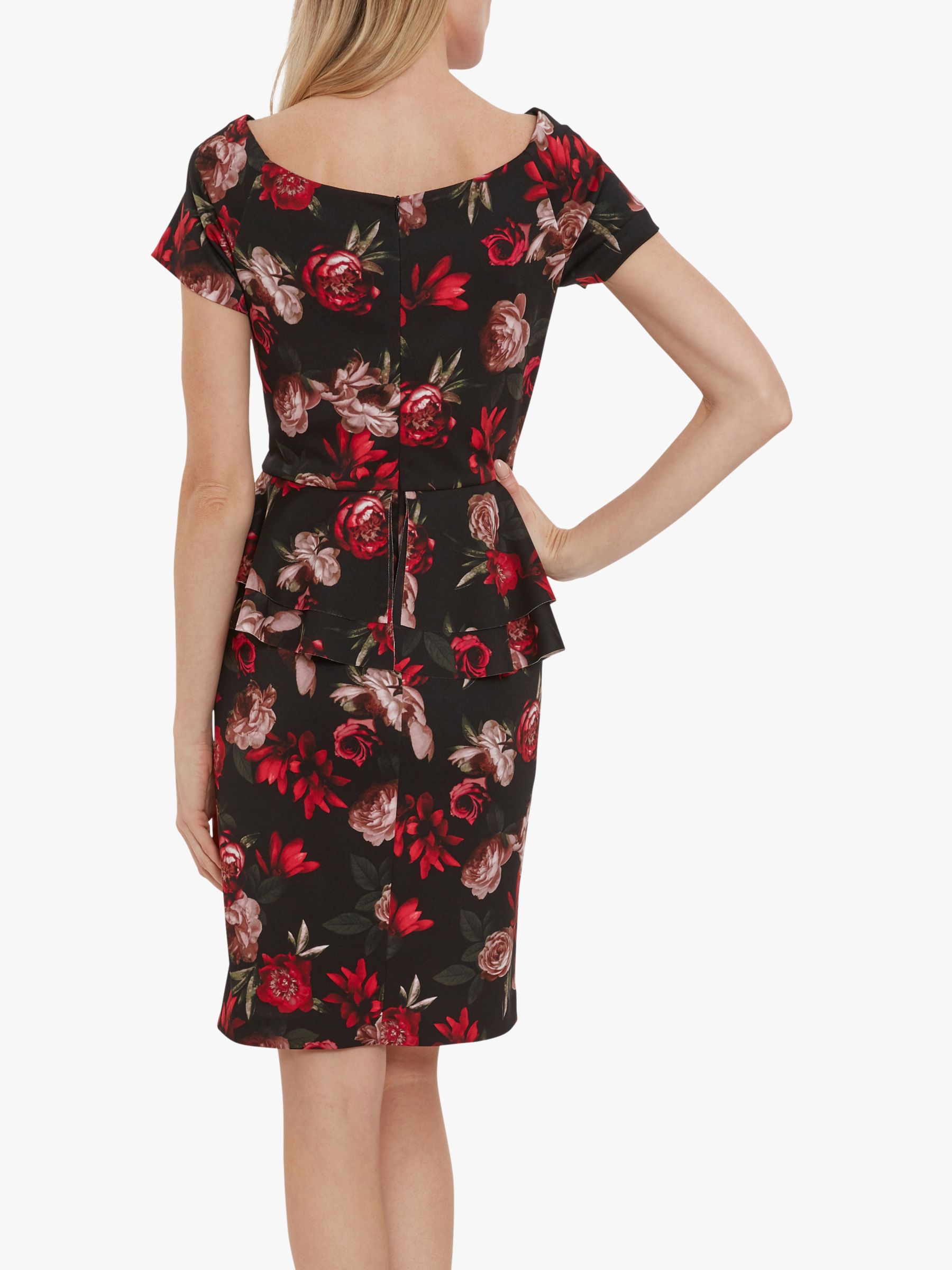 Buy Gina Bacconi Glorielle Floral Dress, Black/Red Online at johnlewis.com