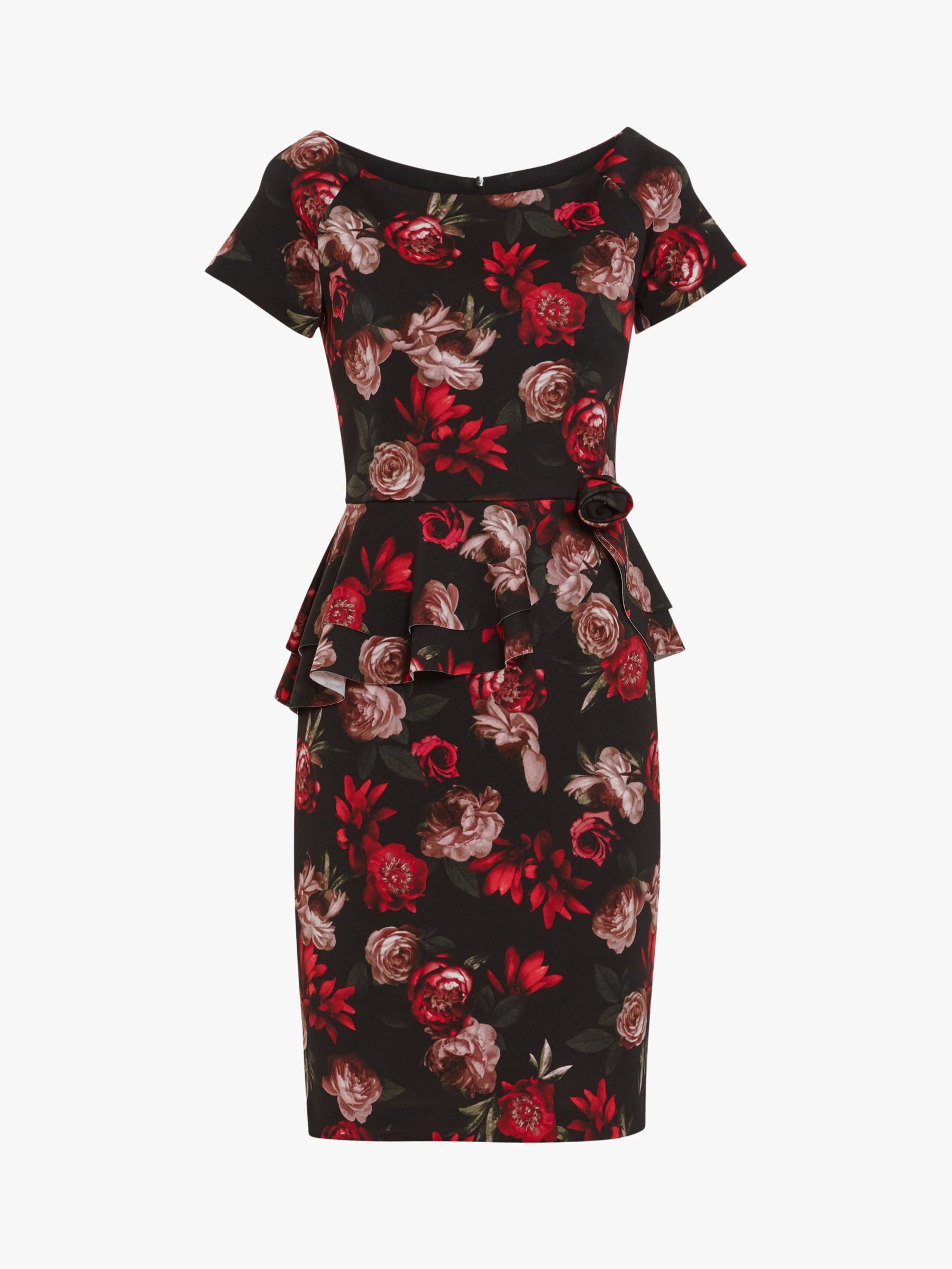 Buy Gina Bacconi Glorielle Floral Dress, Black/Red Online at johnlewis.com