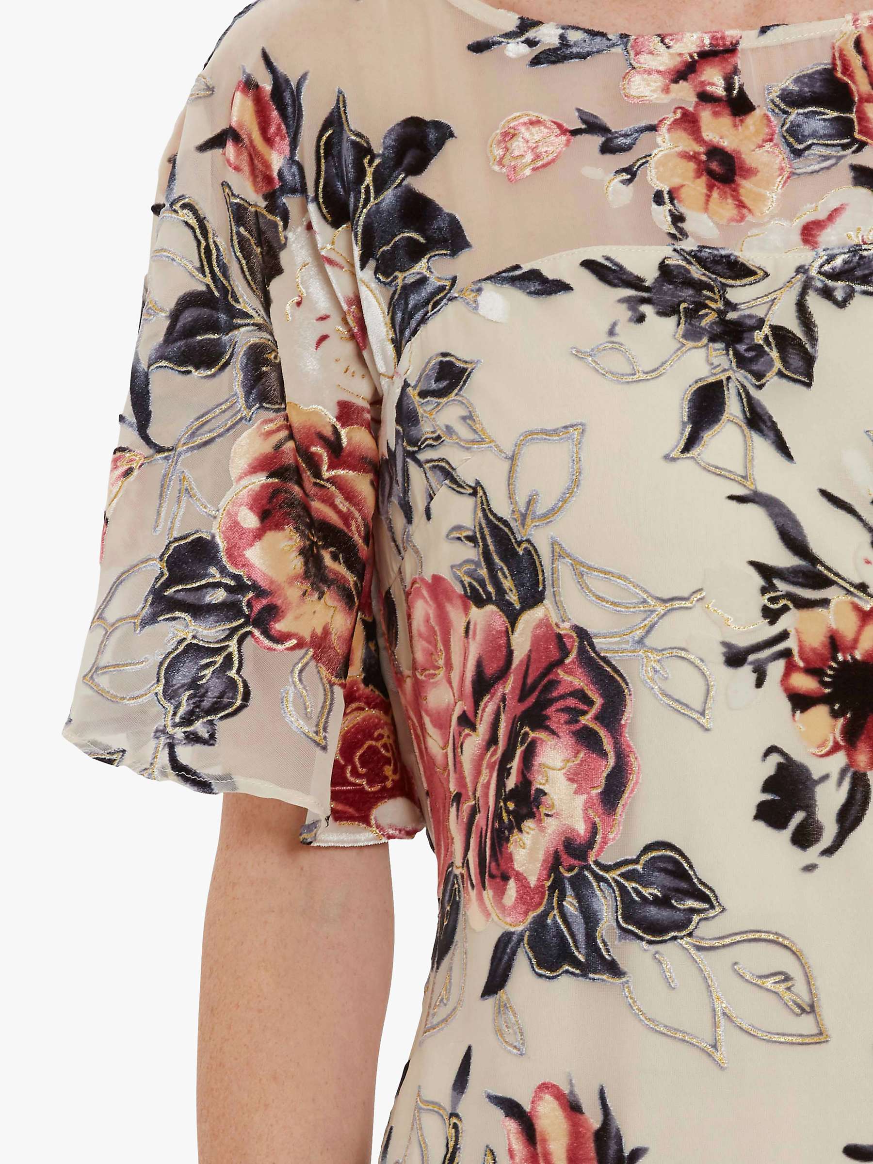 Buy Gina Bacconi Melrose Burnt Out Floral Velvet Dress, Pink Online at johnlewis.com
