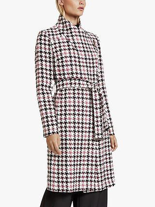 Ted Baker Abellaa Houndstooth Belted Coat, White