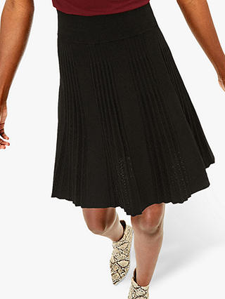 Oasis Polly Pleated Skirt, Black