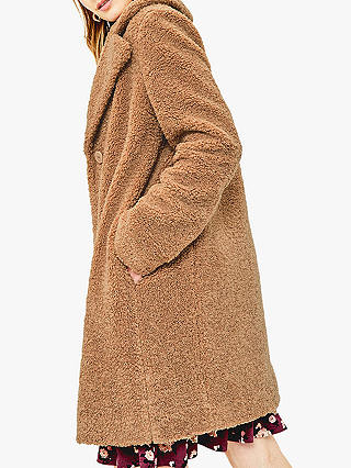 Oasis Button Teddy Coat, Mid Neutral
