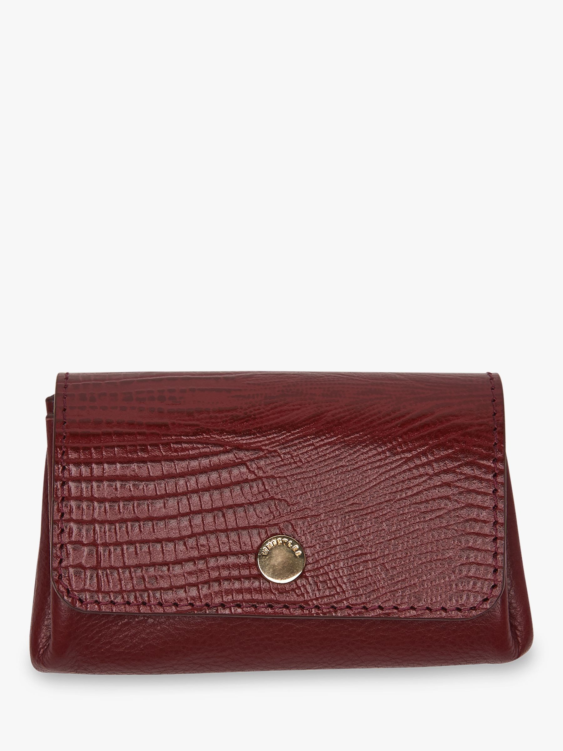 Whistles Emmy Lizard Leather Coin Purse, Burgundy