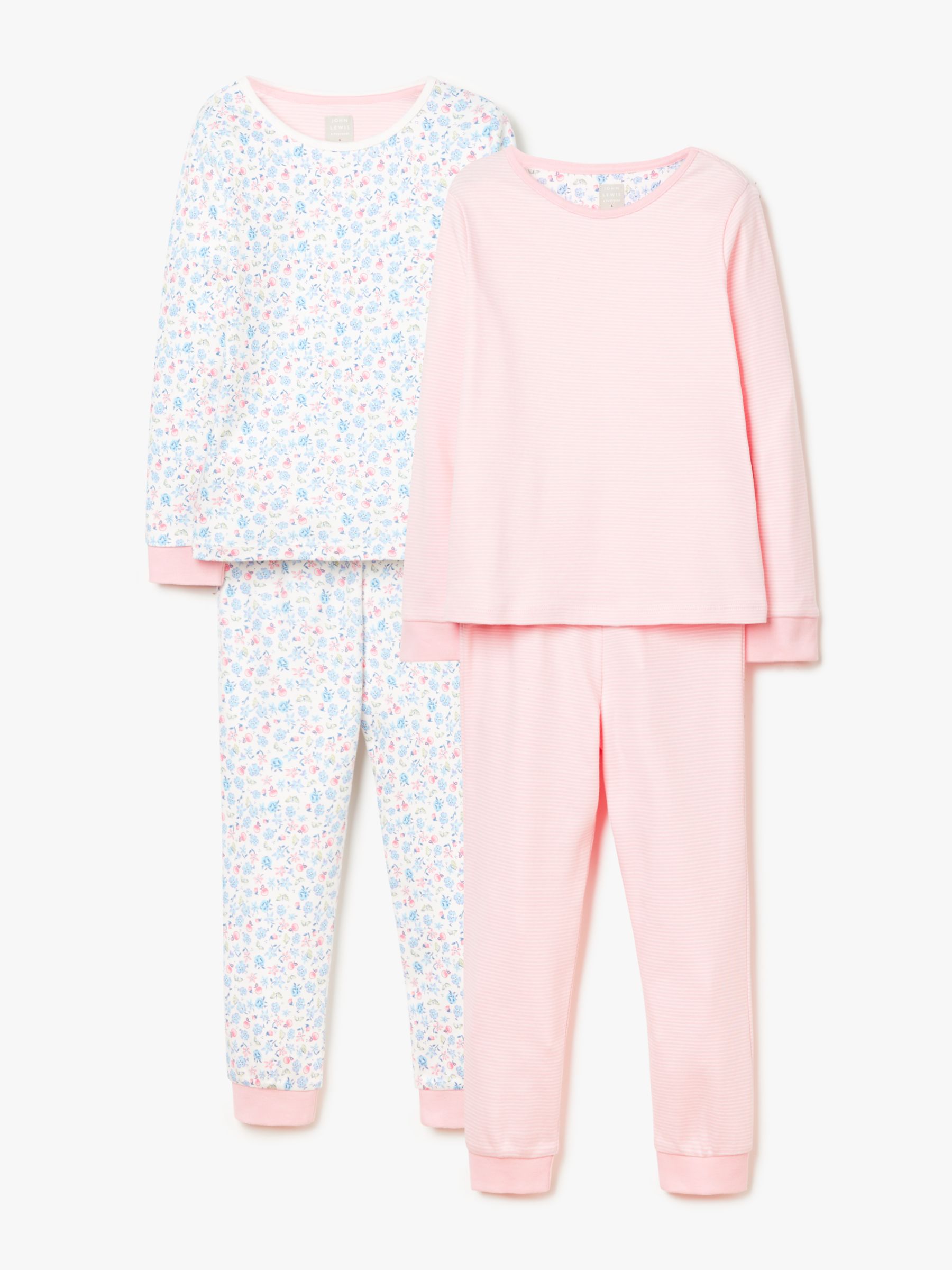 John Lewis & Partners Girls' Vintage Butterfly Pyjamas, Pack of 2, Pink ...
