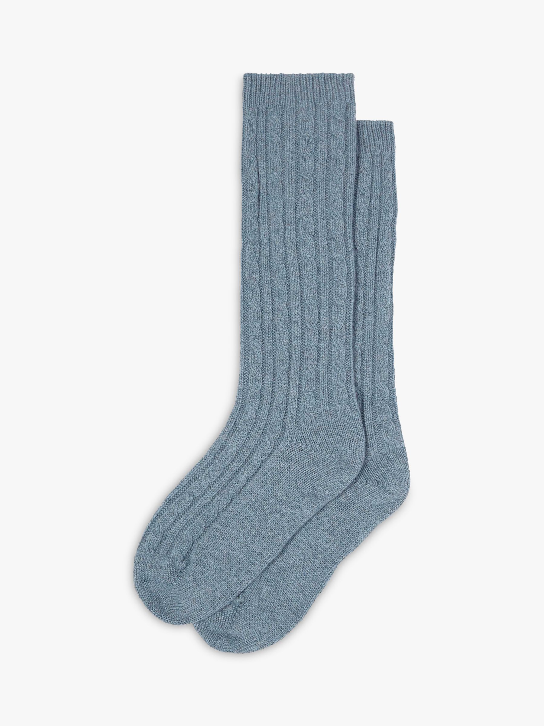 Brora Cashmere Bed Socks, Mist at John Lewis & Partners