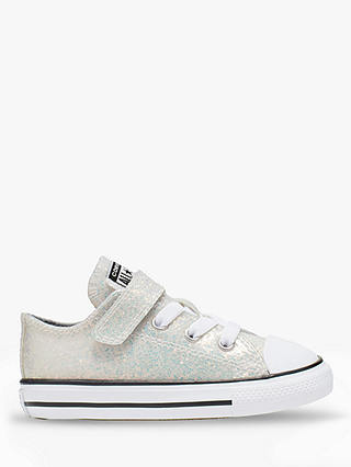 Converse Junior Chuck Taylor All Star Coated Glitter Riptape Trainers, Wolf Grey