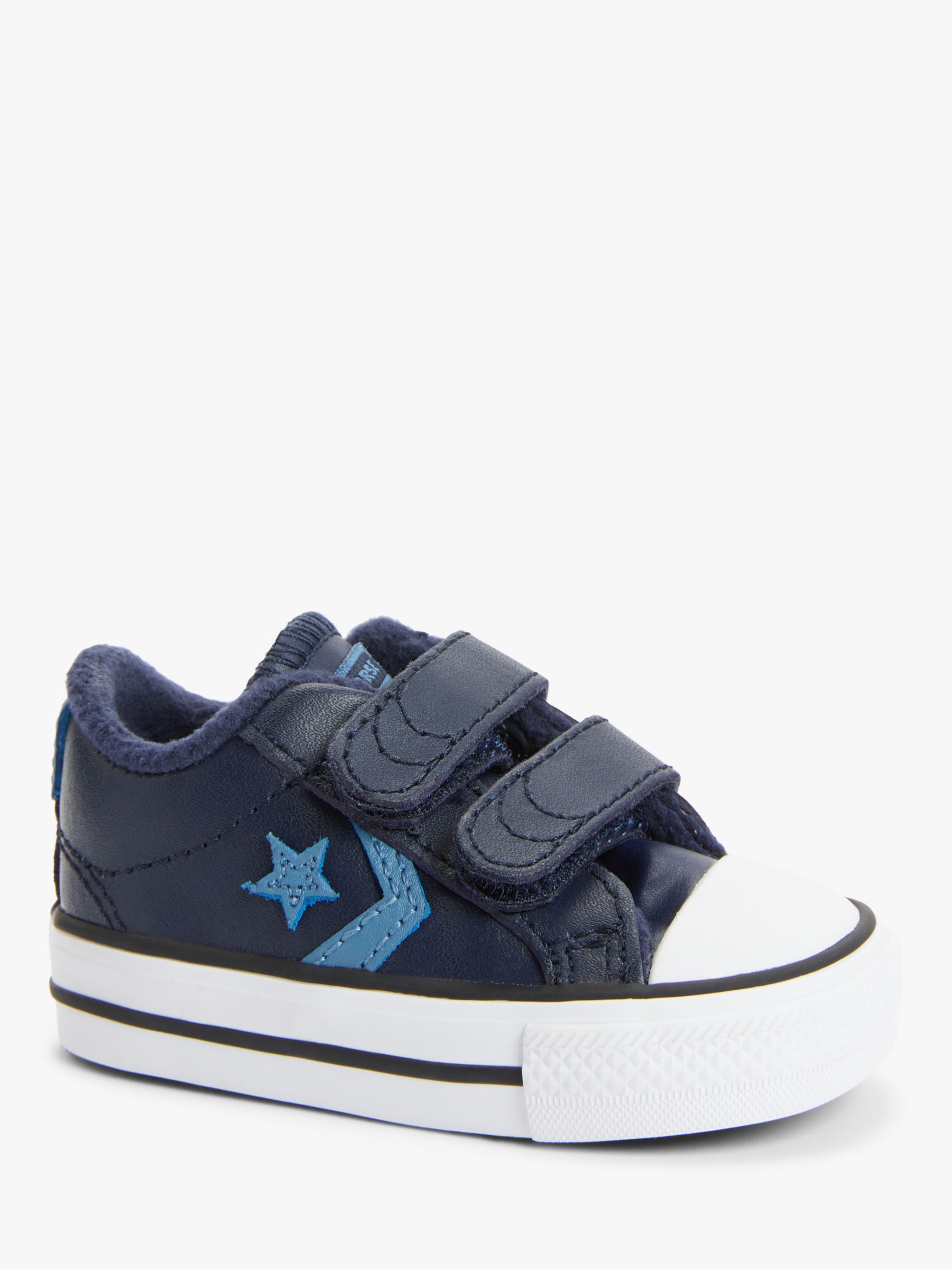 Converse Junior All Star 2V Leather Low-Top Riptape Trainers, Obsidian ...