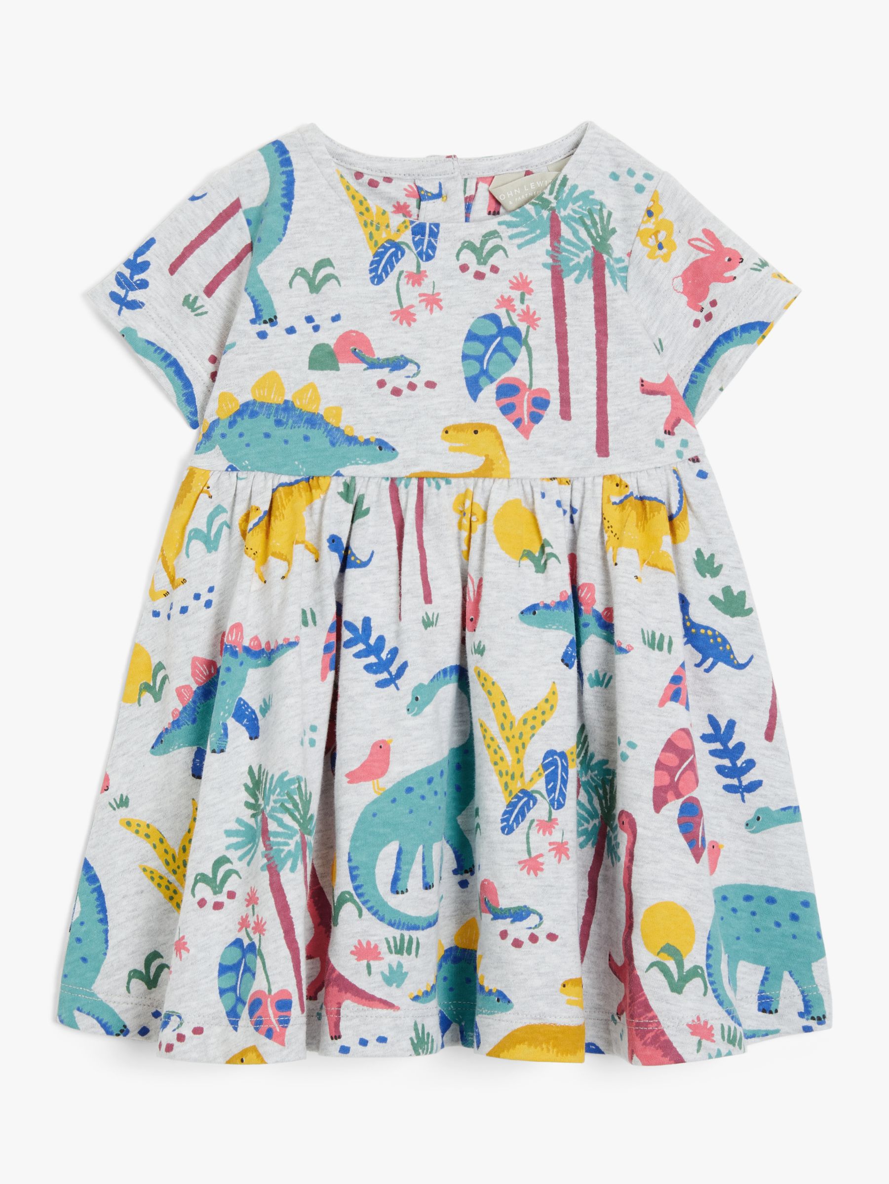 John Lewis & Partners Baby Dinosaur Cotton Dress, Multi