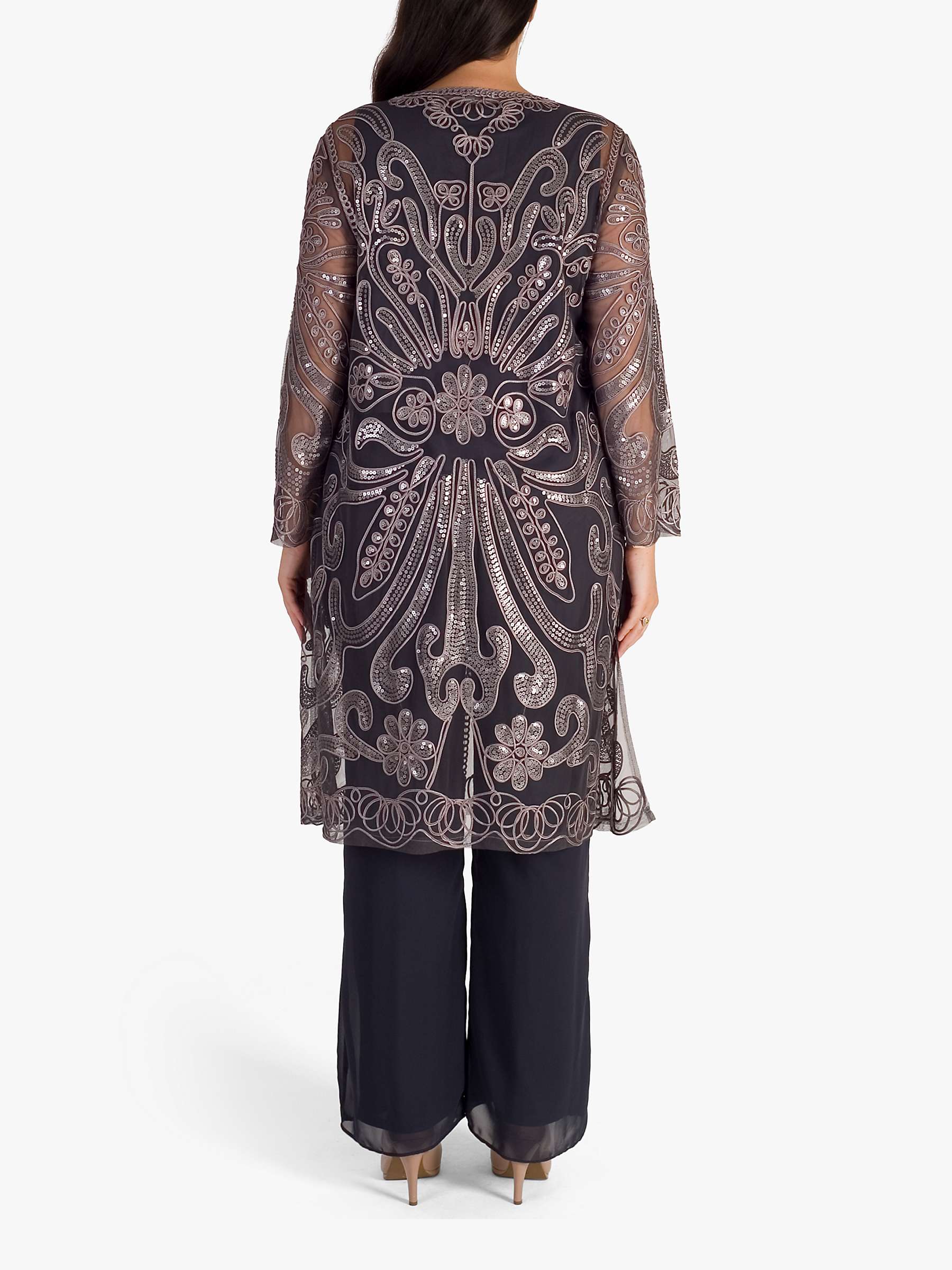 Buy chesca Cornelli Embroidered Mesh Coat, Pewter Online at johnlewis.com