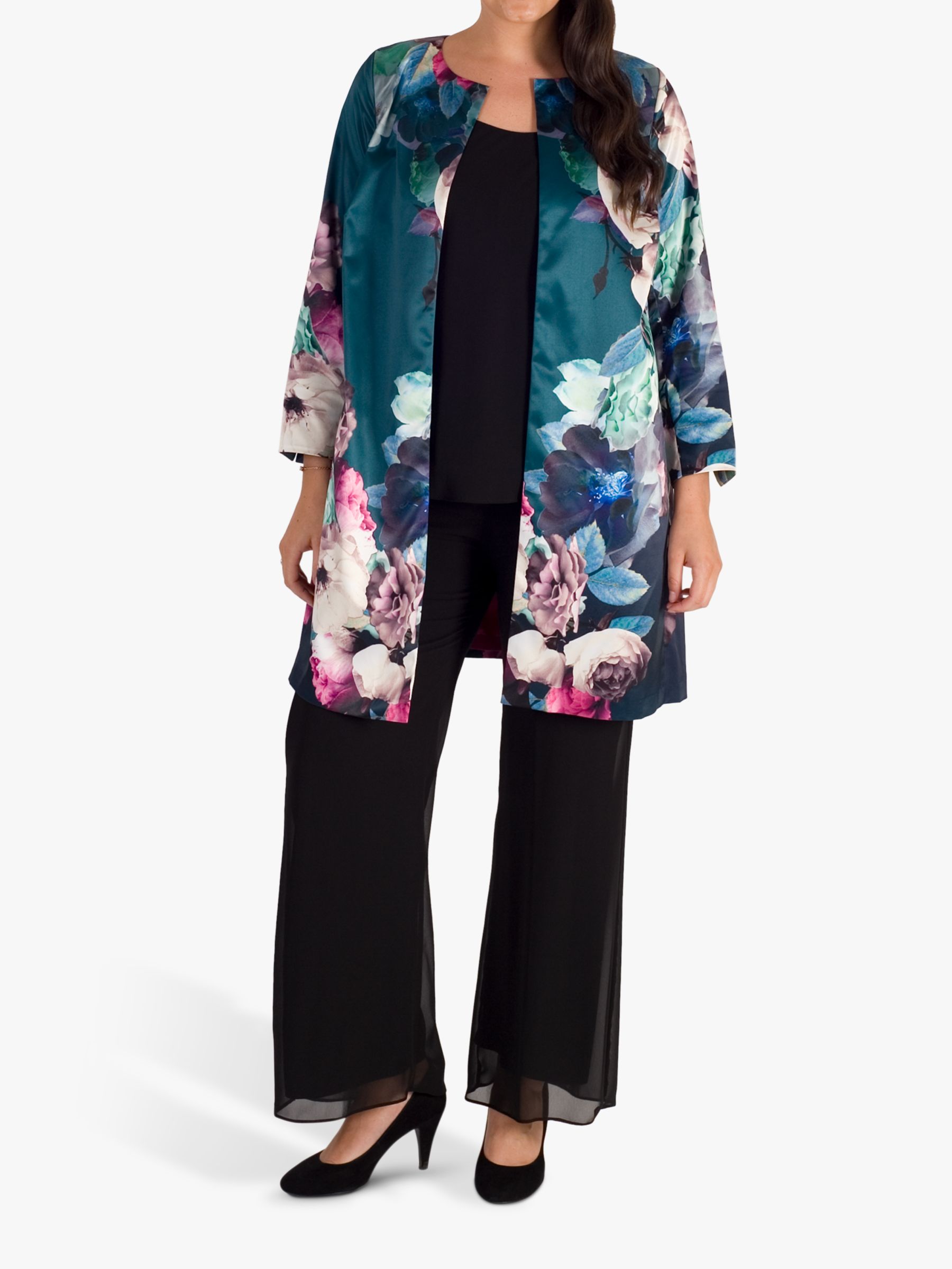chesca Oversized Floral Jacket, Green/Multi at John Lewis & Partners