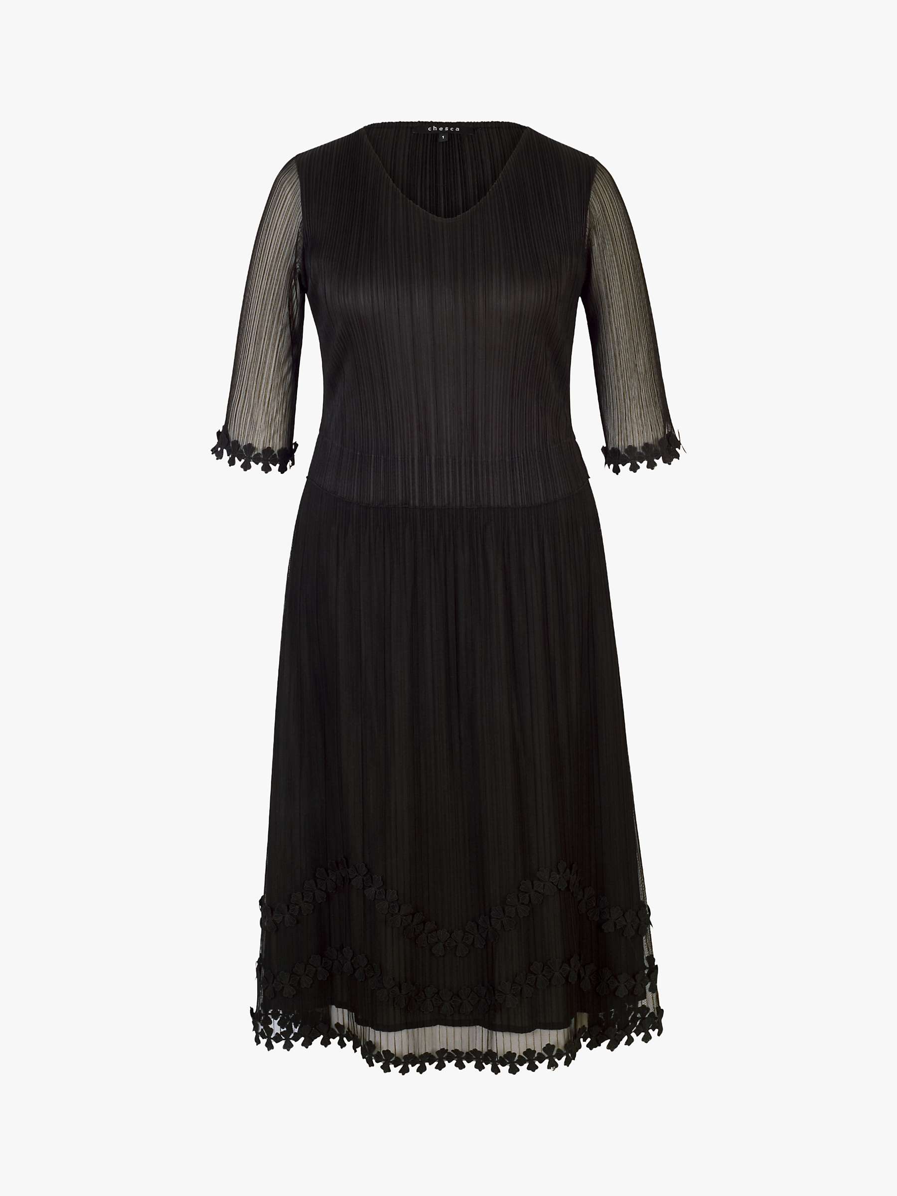 Buy chesca Mock Layer Daisy Chain Trim Pleated Mesh Dress Online at johnlewis.com