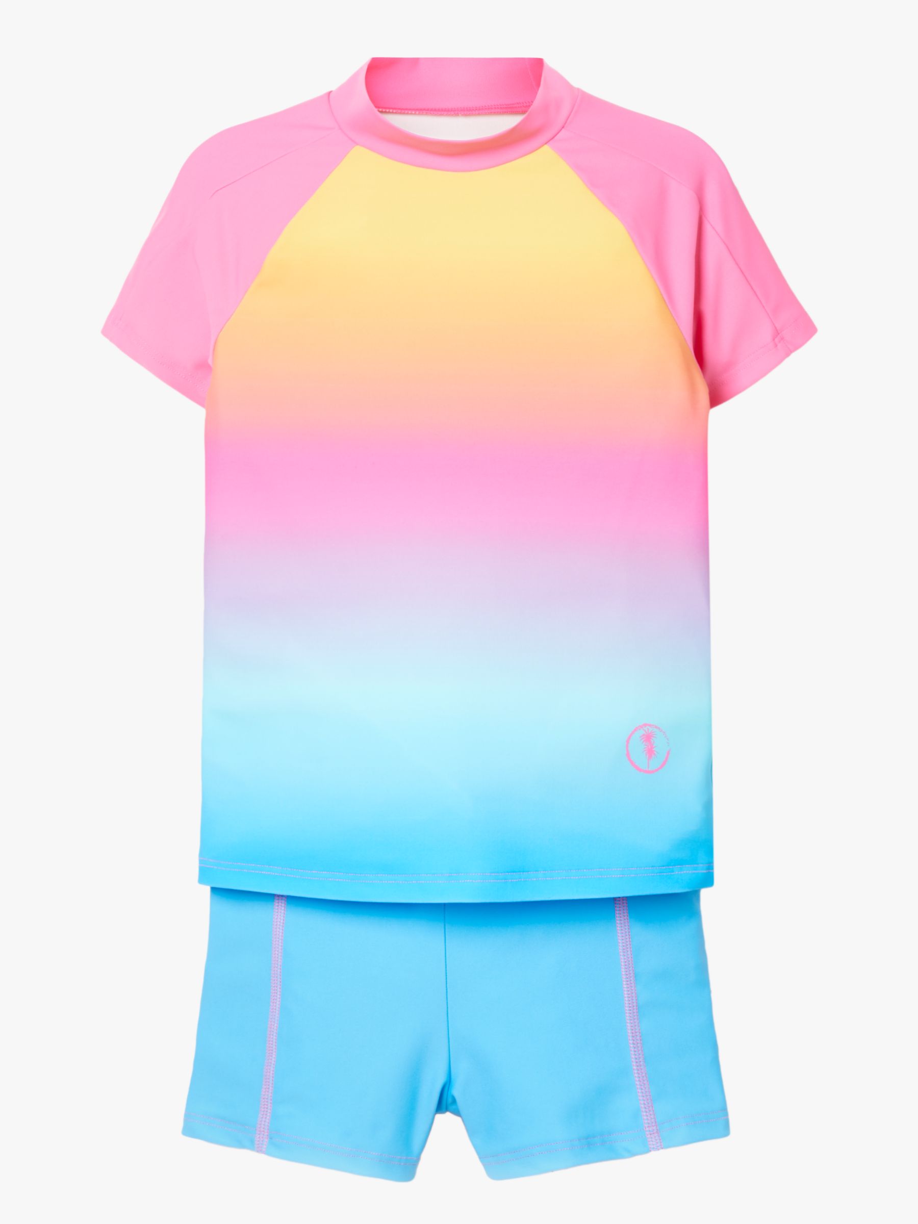 John Lewis And Partners Girls Ombre Rash Vest And Shorts Set Pink Multi At John Lewis And Partners