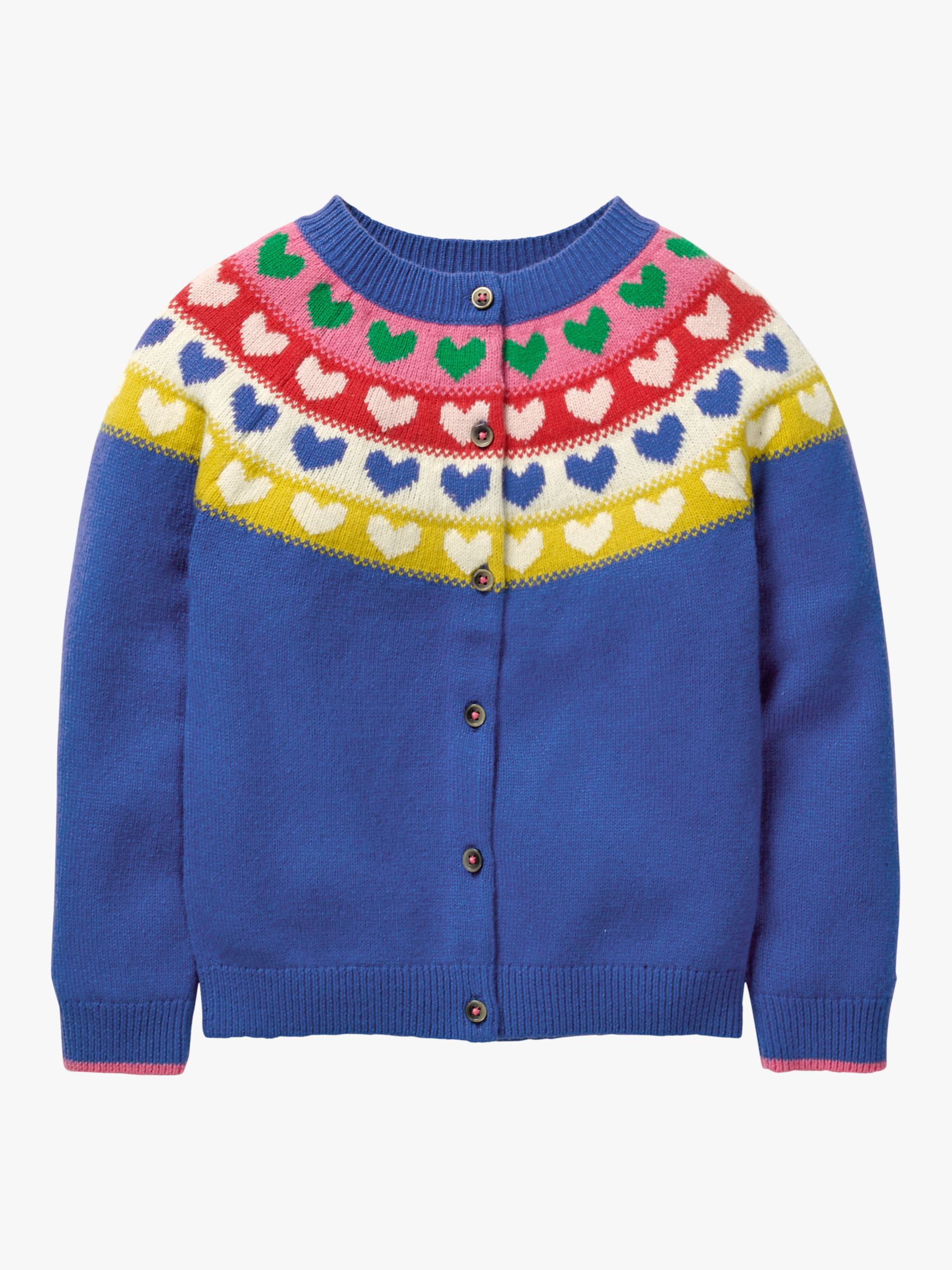 Mini Boden Girls' Fair Isle Cardigan, Blue at John Lewis & Partners