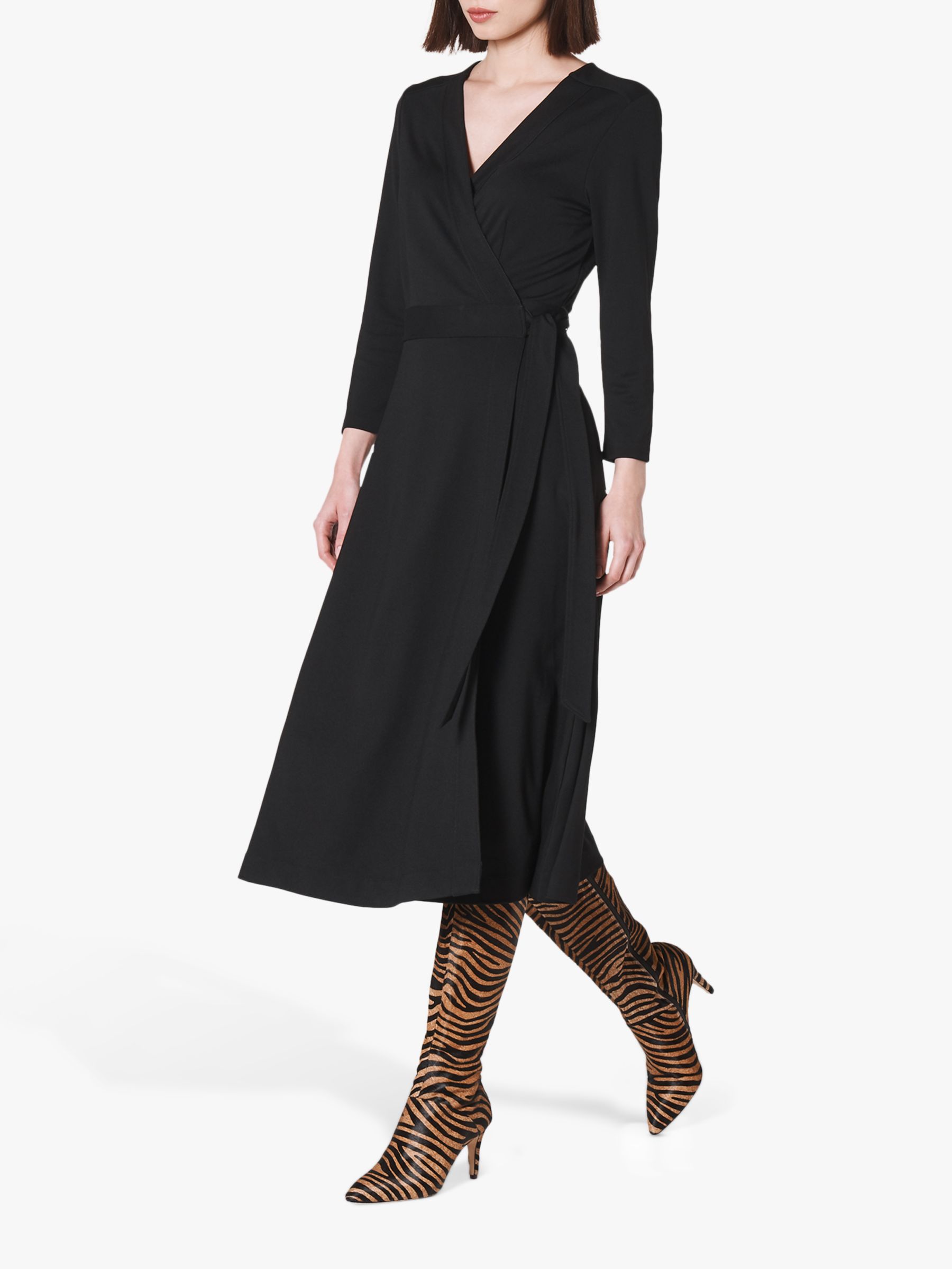 L.K.Bennett Juno Wrap Dress, Black at John Lewis & Partners