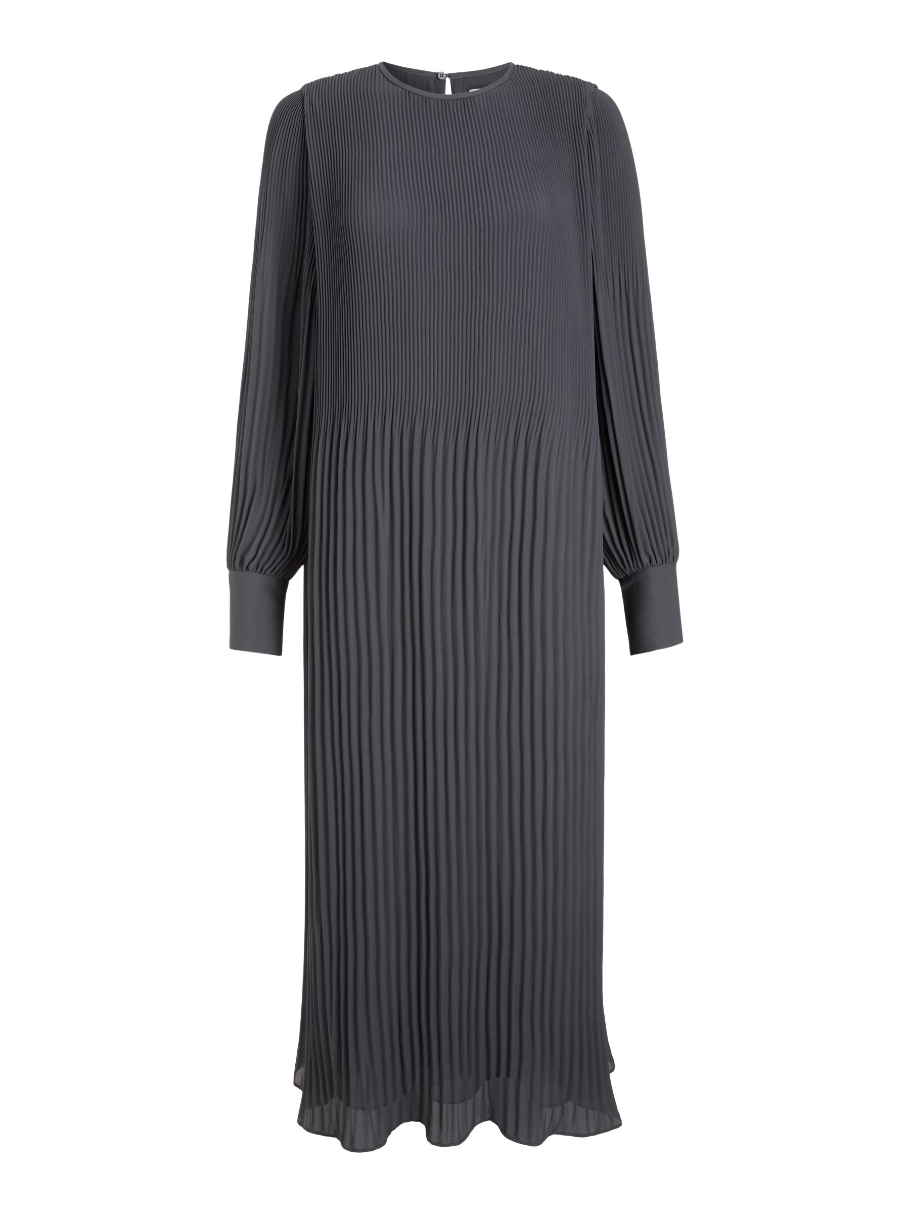 Modern Rarity Plisse Midi Dress, Charcoal Grey at John Lewis & Partners