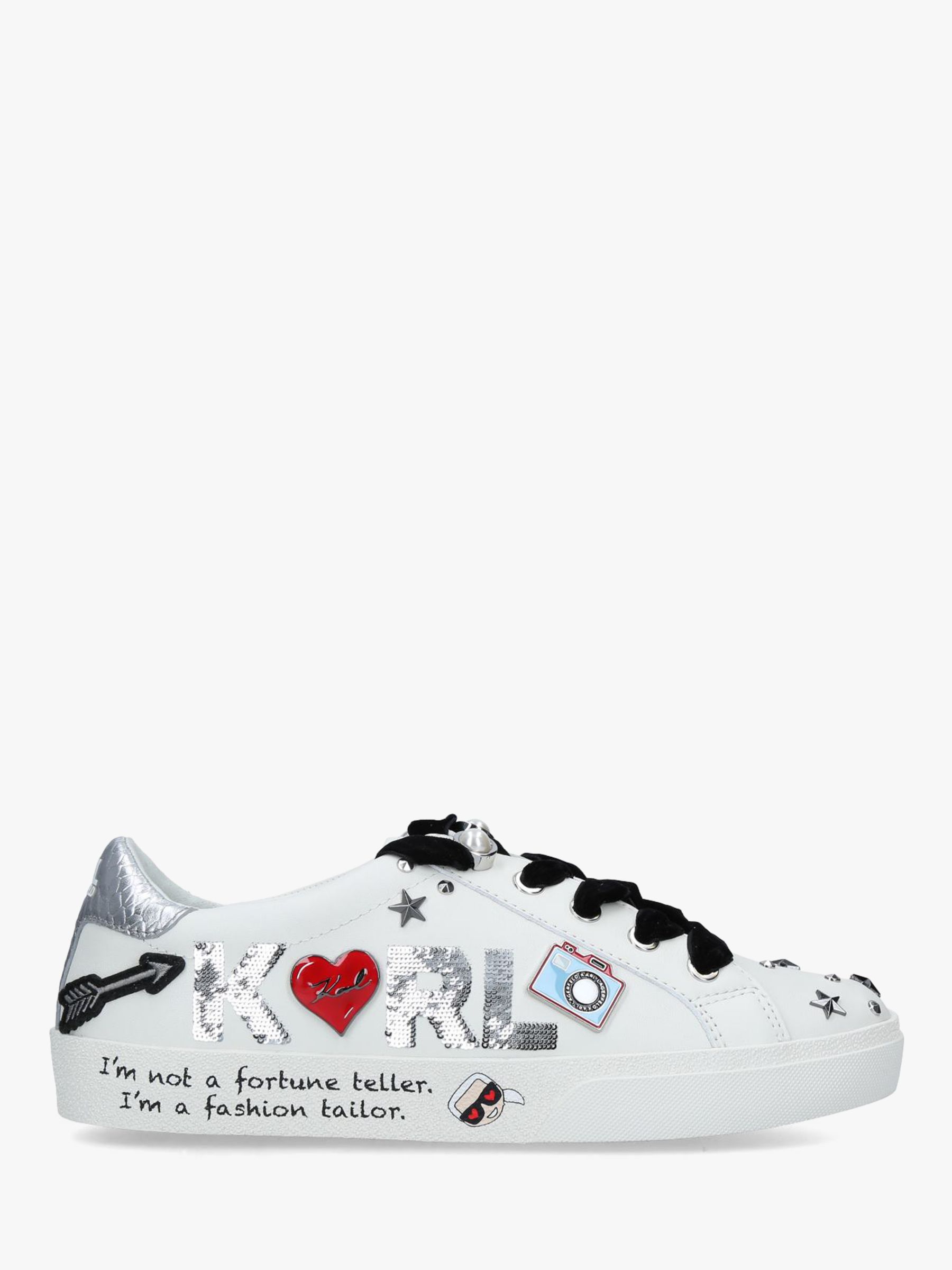 KARL LAGERFELD Skool Lace Up Leather Trainers, White