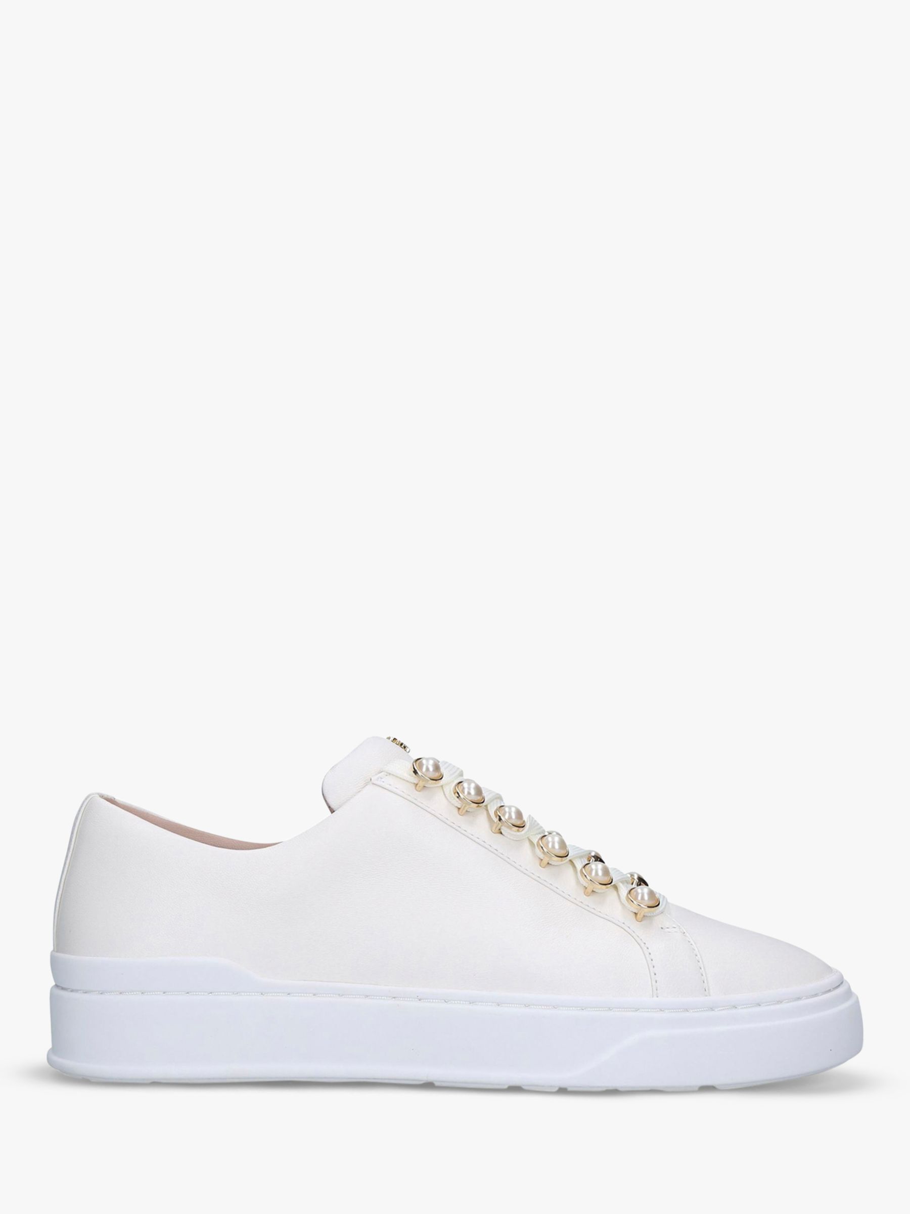 Stuart Weitzman Excelsa Low Top Leather Trainers, White at John Lewis ...