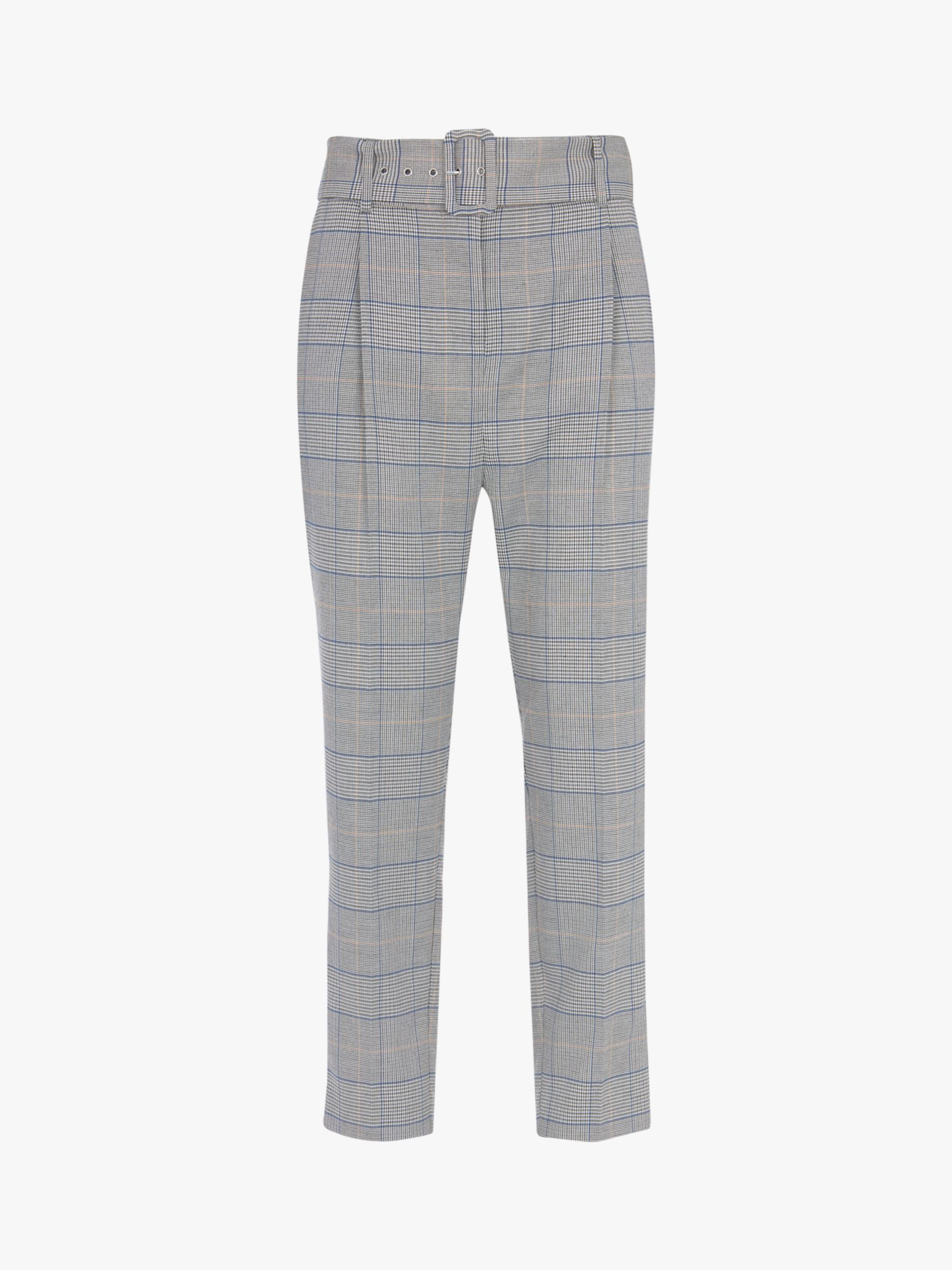 Mint Velvet Check Belted Tapered Trousers, Multi at John Lewis & Partners