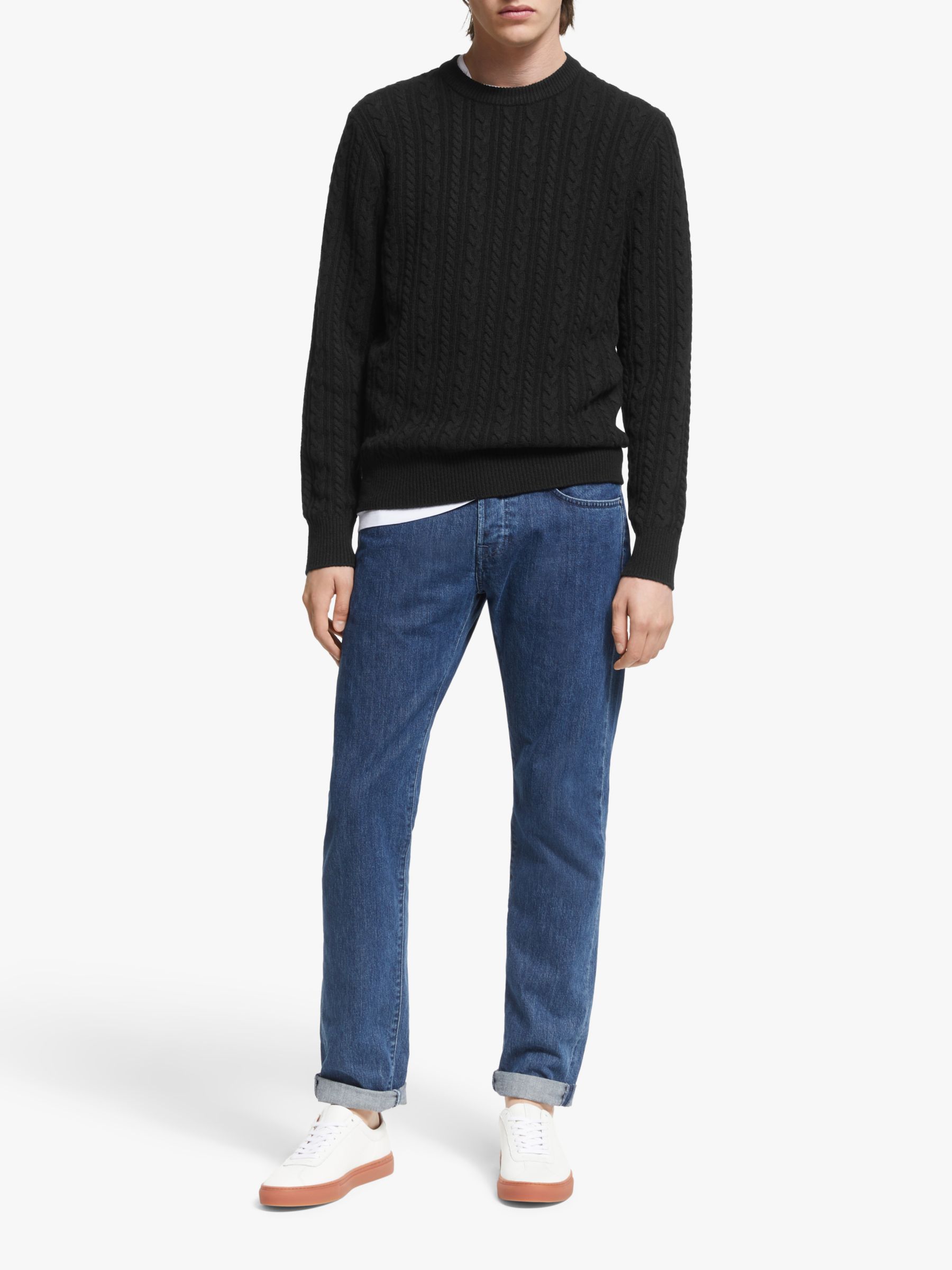 J.Lindeberg Gregor Soft Cable Sweater, Black