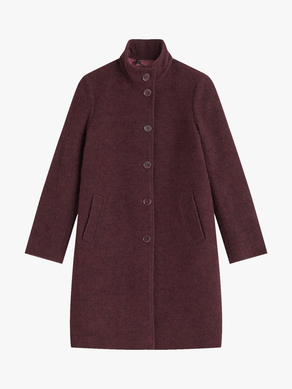 Jigsaw Urban Boucle Funnel Neck Coat, Plum Rose