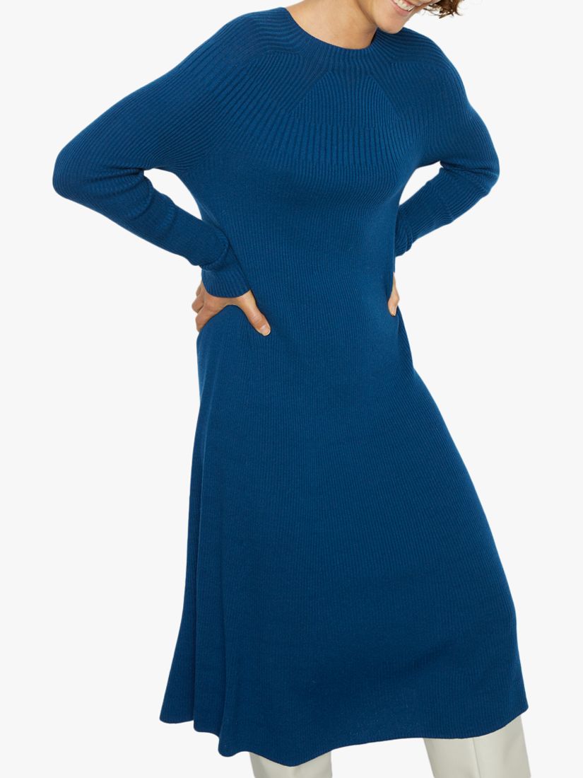 Jigsaw Ribbed A-Line Knit Dress, Atlantic Blue