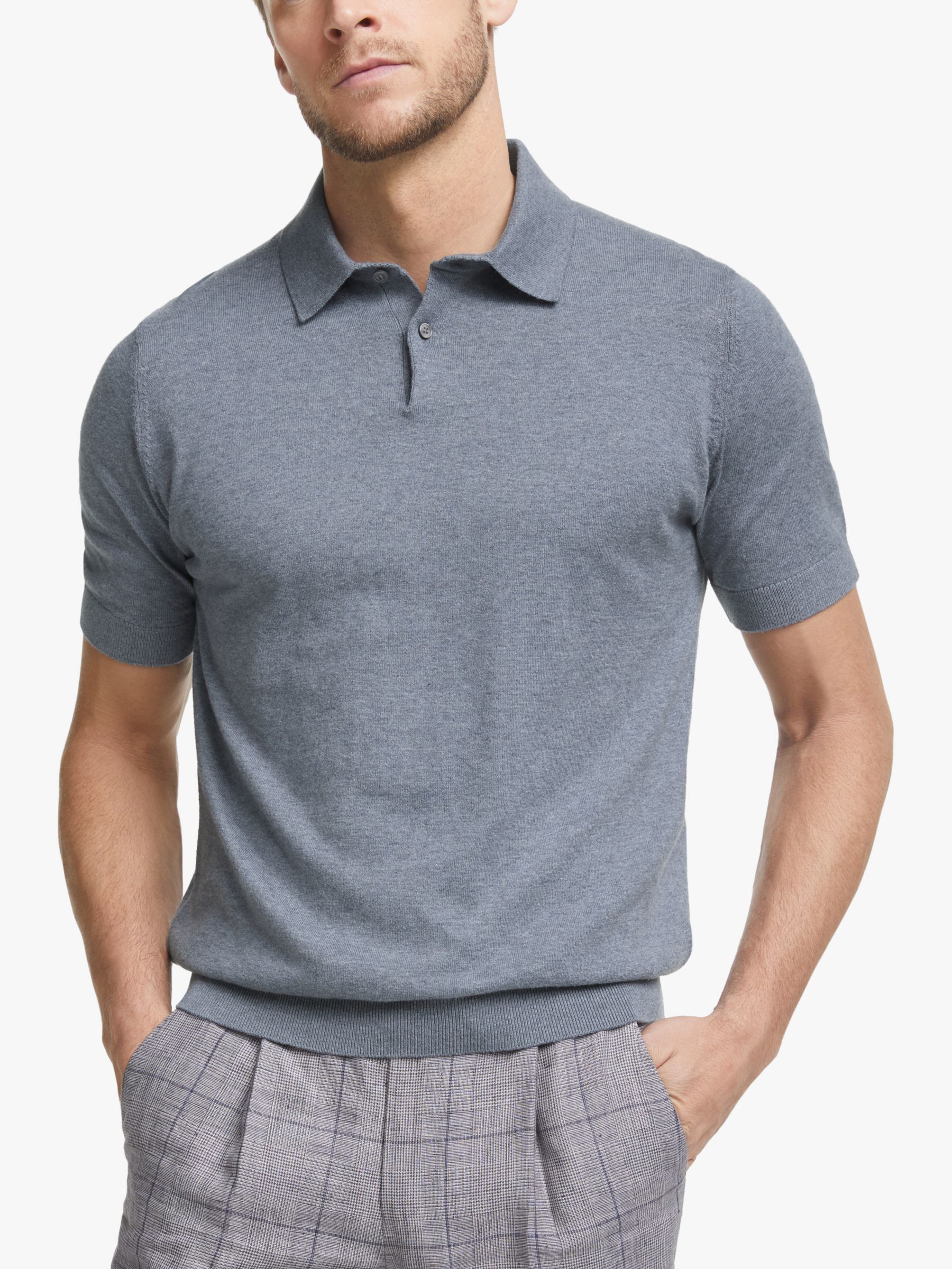 John Lewis & Partners Cotton Silk Knitted Polo Shirt at John Lewis