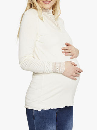 Mamalicious Reese Long Sleeve Jersey Top, Whisper White