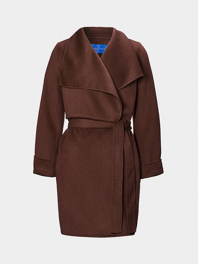 Winser London Lauren Wrap Wool Blend Short Coat, Brown