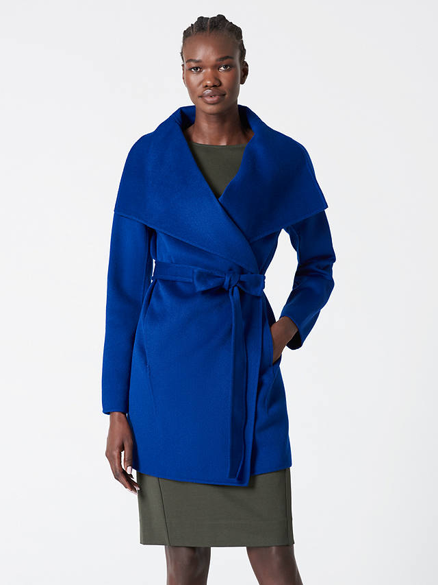 Winser London Lauren Wrap Wool Blend Short Coat, Blue