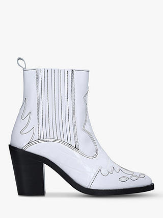 Kurt Geiger London Damen Snake Detail Western Ankle Boots, White