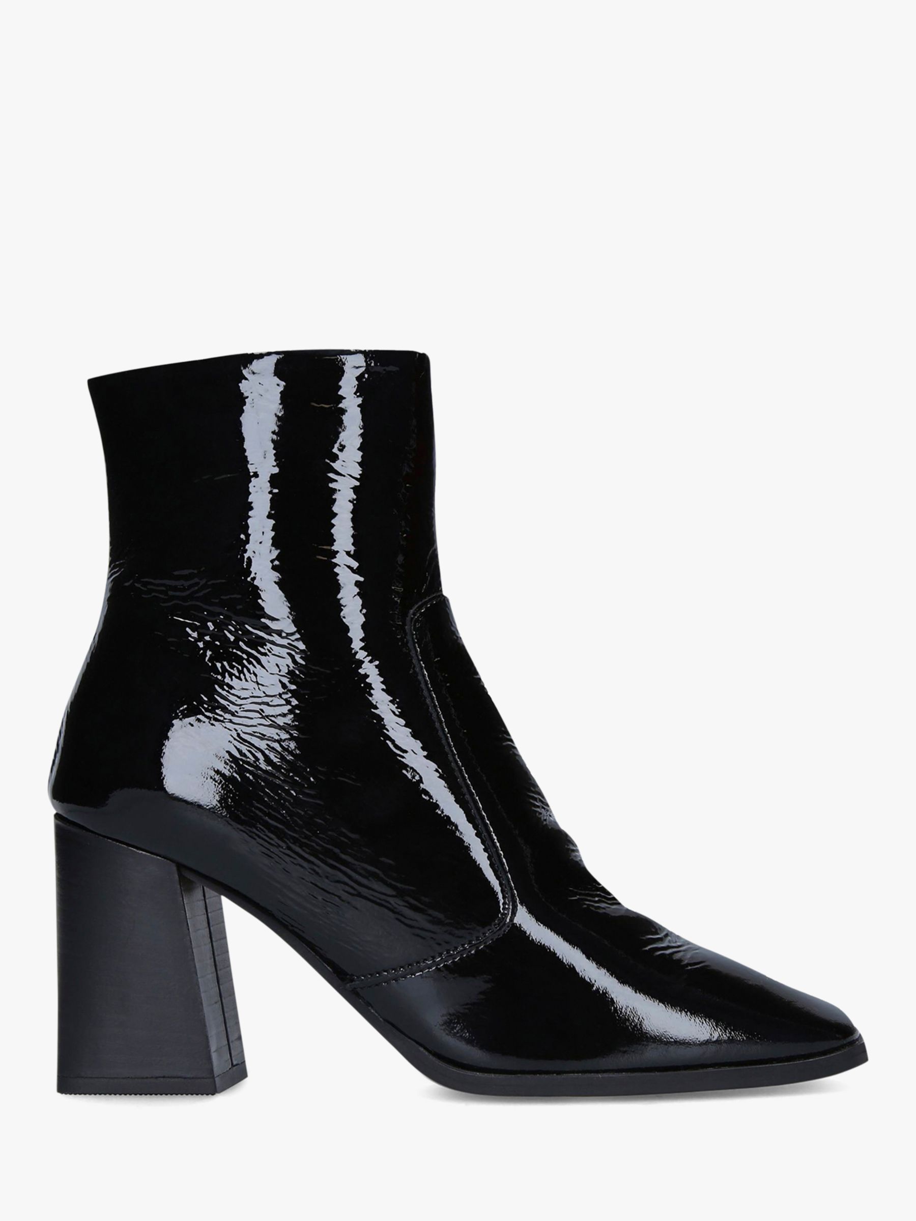 Carvela Softly Patent Square Toe Ankle Boots, Black