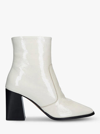 Carvela Softly Patent Square Toe Ankle Boots, White