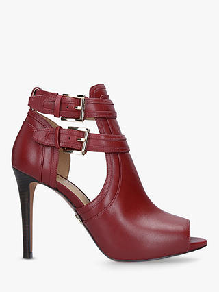 MICHAEL Michael Kors Blaze Leather Peep Toe Stiletto Shoe Boots, Red