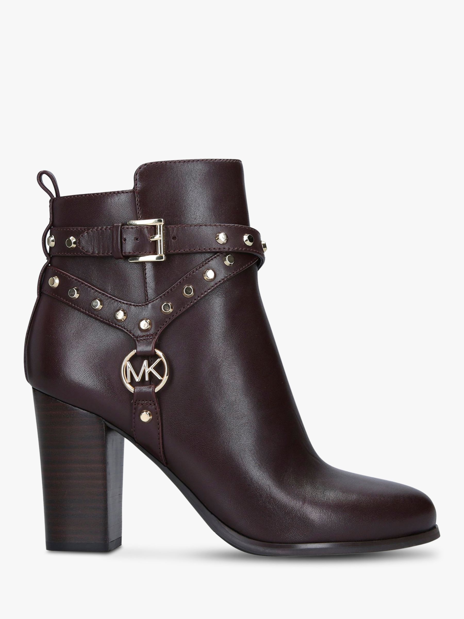 MICHAEL Michael Kors Preston Leather Ankle Boots, Red at John Lewis ...