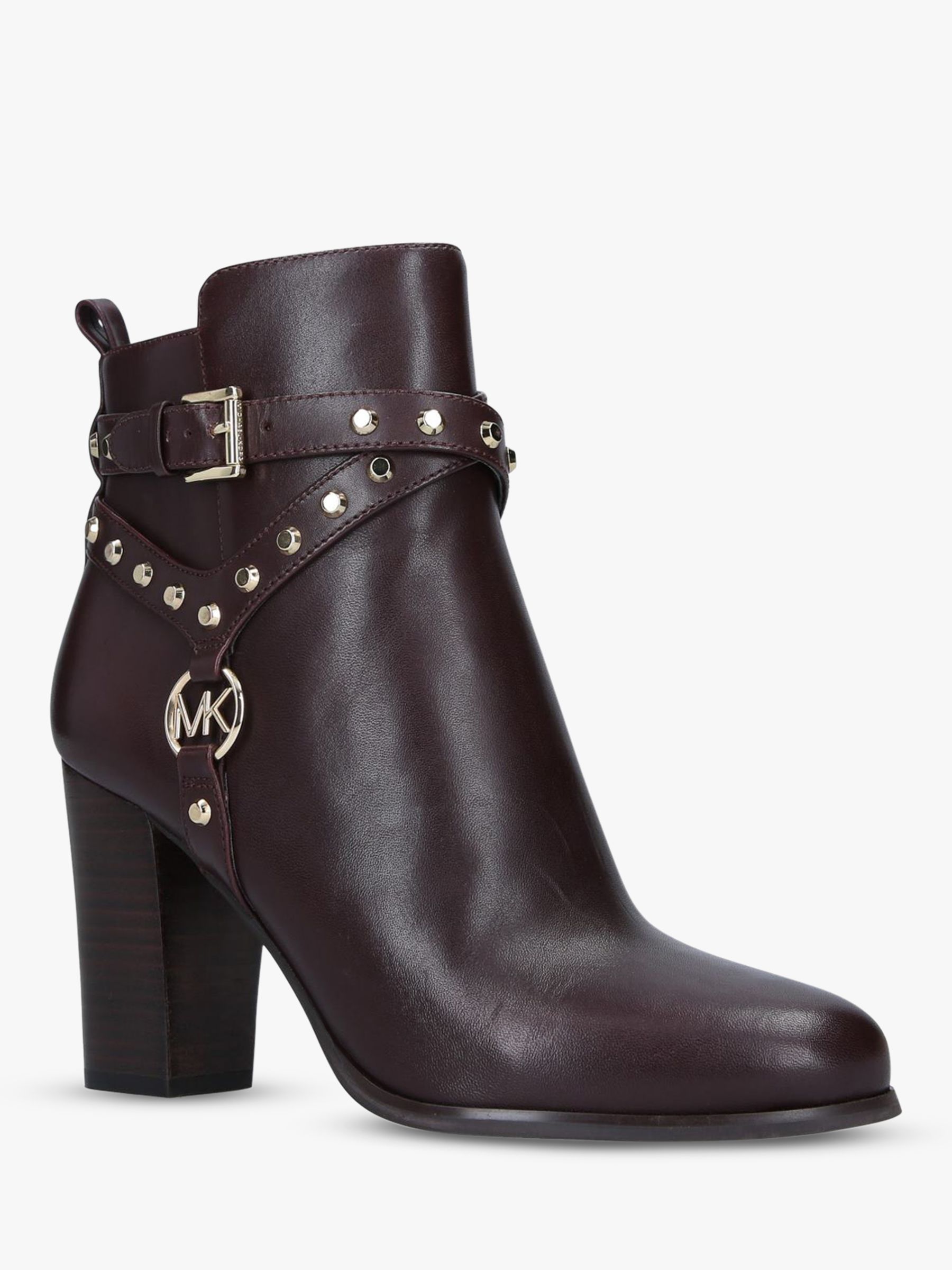 MICHAEL Michael Kors Preston Leather Ankle Boots, Red at John Lewis ...